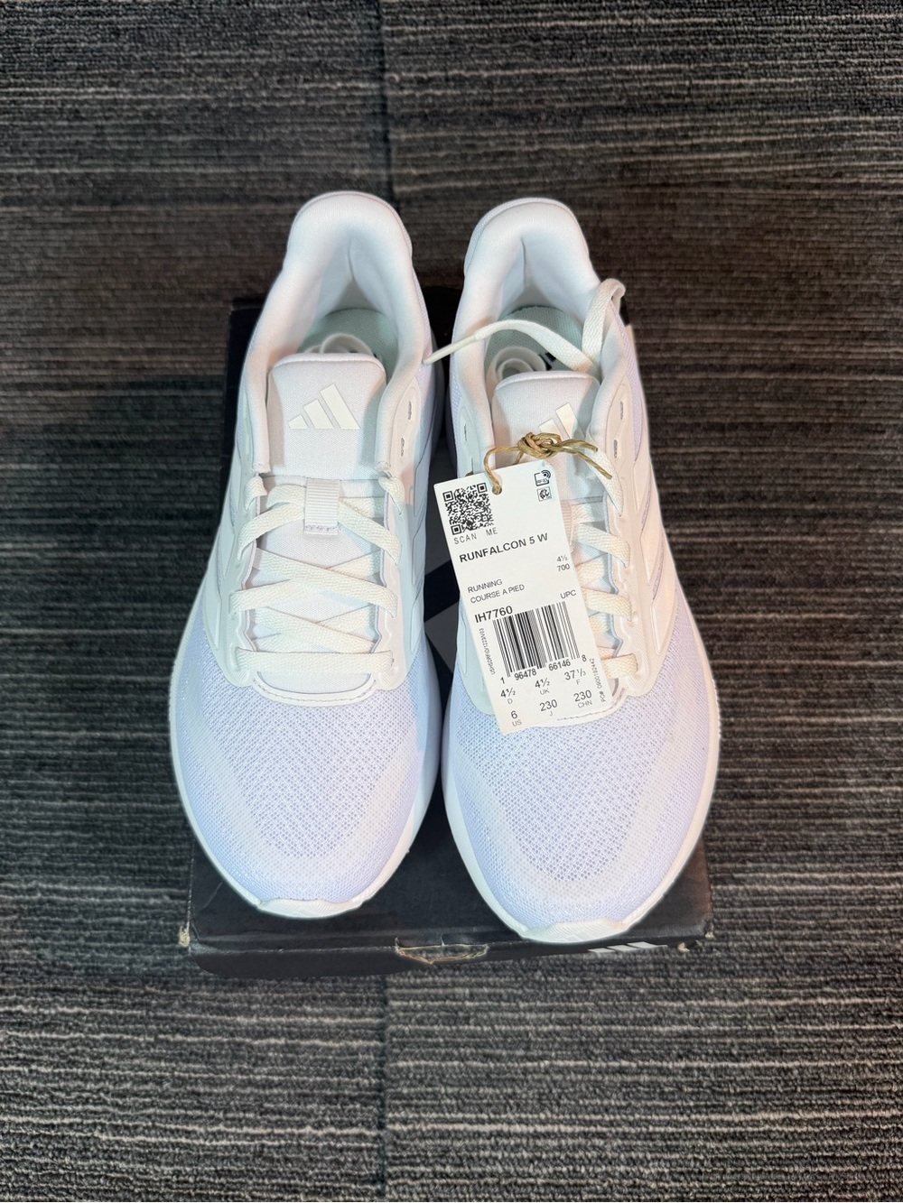 adidas Women's RunFalcon 5 All White Running Sneakers - Picture 4 of 7